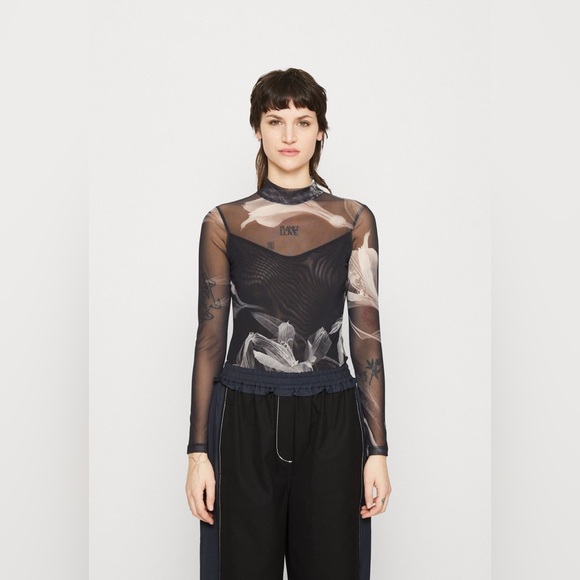 All Saints Black and Gray Floral Bodysuit - Picture 2 of 12